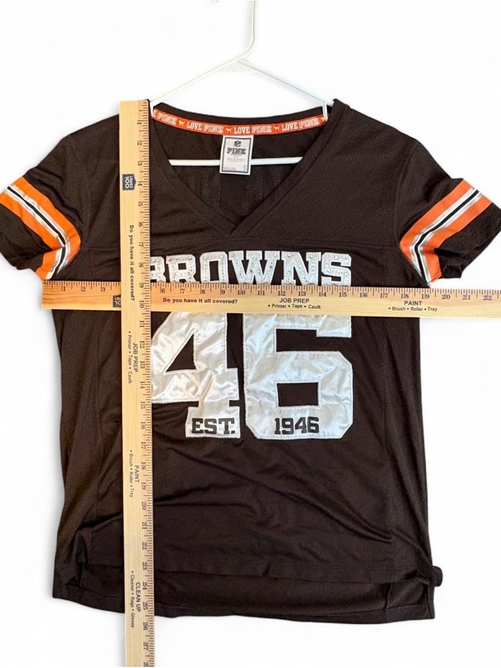 Victoria's Secret PINK Brown and Orange 'BROWNS 46' Jersey Top - Picture 4 of 4